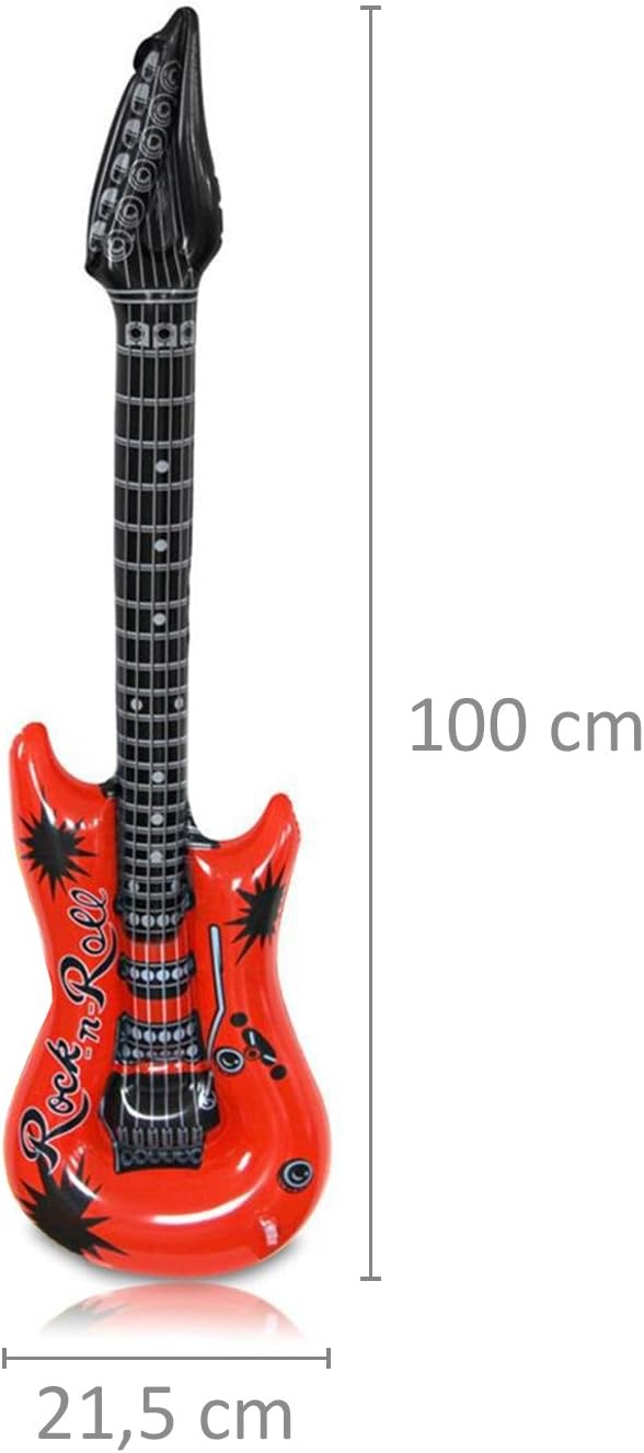 Schramm® 24 Stück Luftgitarren Bunt 100cm in 6 Farben Luft Gitarre Air Guitar aufblasbar