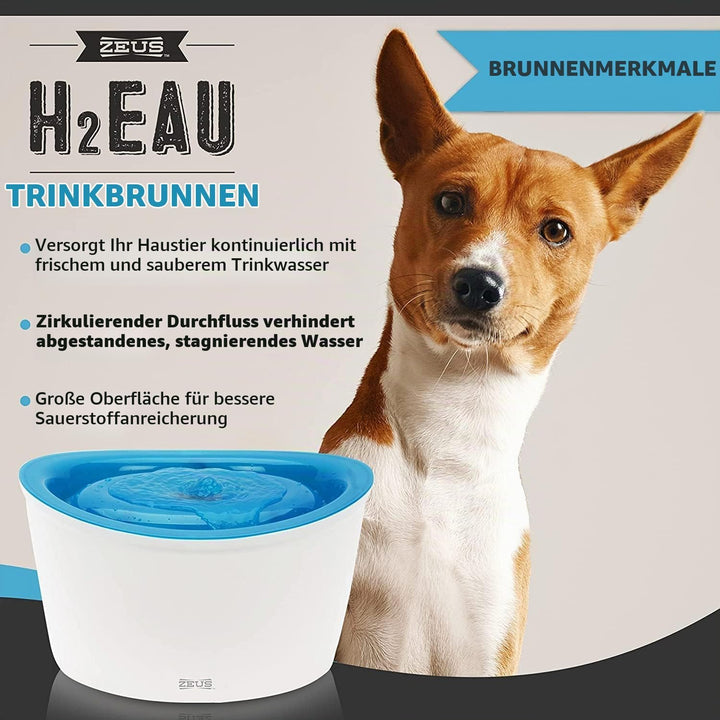 Zeus Trinkbrunnen für Hunde, weiss/blau, 6L