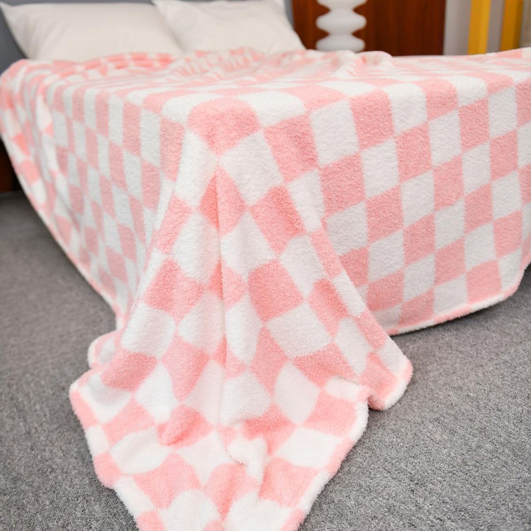 DREAMLANDING Schachbrettdecke, Kariert, Gingham-Überwurf, Flauschig, Gemütlich, Dick, Warm, Weiche M