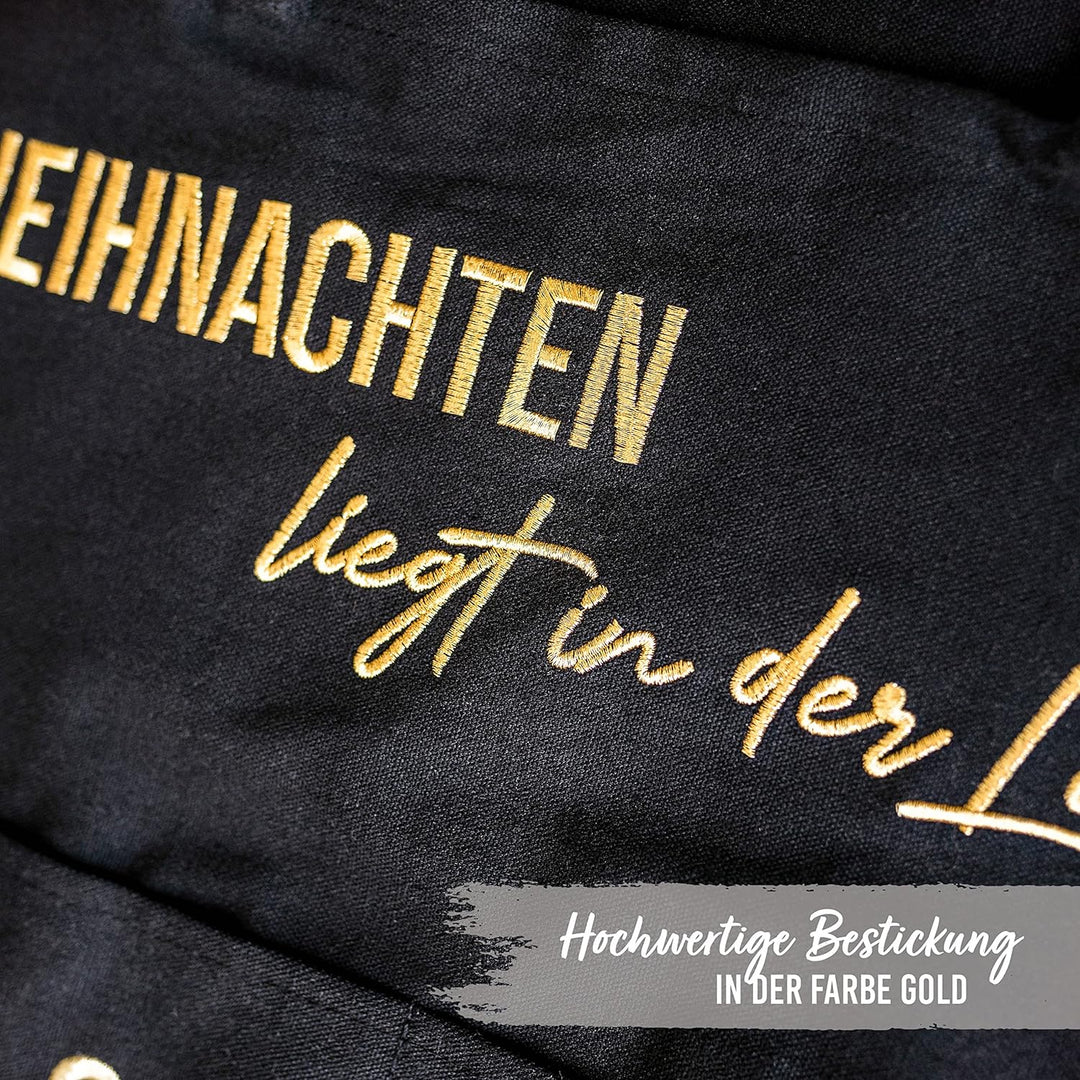 Papierdrachen Adventskalender 2023 als Wandkalender aus Stoff zum Befüllen - schwarz & gold - hochwe