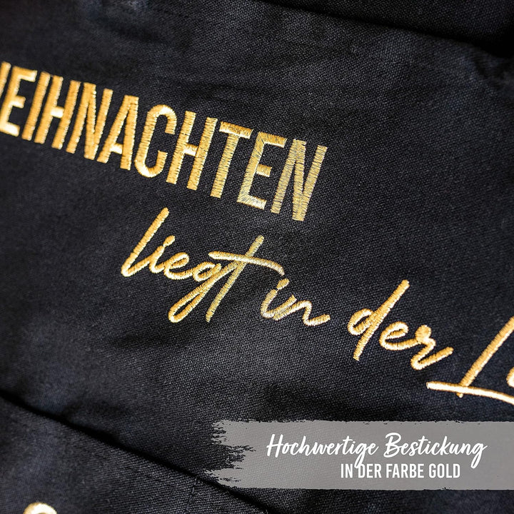 Papierdrachen Adventskalender 2023 als Wandkalender aus Stoff zum Befüllen - schwarz & gold - hochwe