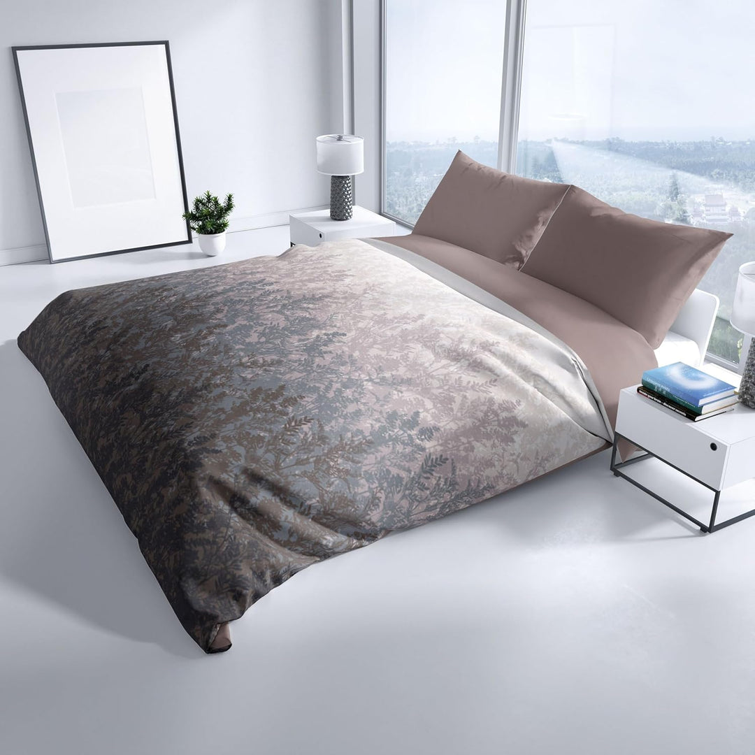 Leonado Vicenti Renforcé Bettwäsche 200x200 cm 100% Baumwolle 3 Teilig Florales Design Braun Beige S