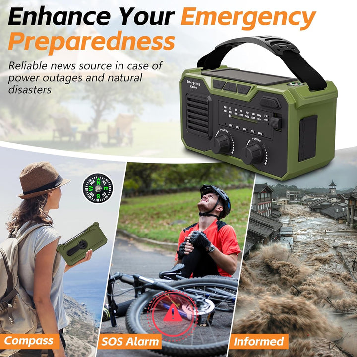 27000mAh Kurbelradio Notfall,Notfallradio Solar Kurbel FM/AM Mit Bluetooth 5.3, Emergency Radio SOS-