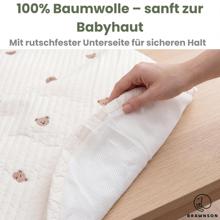 Baby Spielbogen aus Holz mit Spielmatte – 2 Bezüge inklusive – Montessori Baby Gym – Extra dicke 4 c