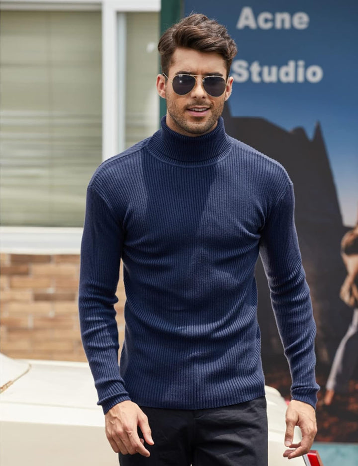 COOFANDY Herren Rollkragen Pullover Langarmshirt Feinstrick Sweater Rollkragen Freizeit Slim fit Bas
