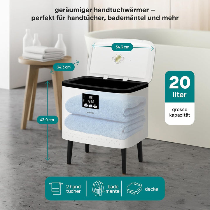 SereneLife Handtuchwärmer Elektrisch- 20L Stehend, Modernes Standgerät als Textilwärmer und Deckenwä