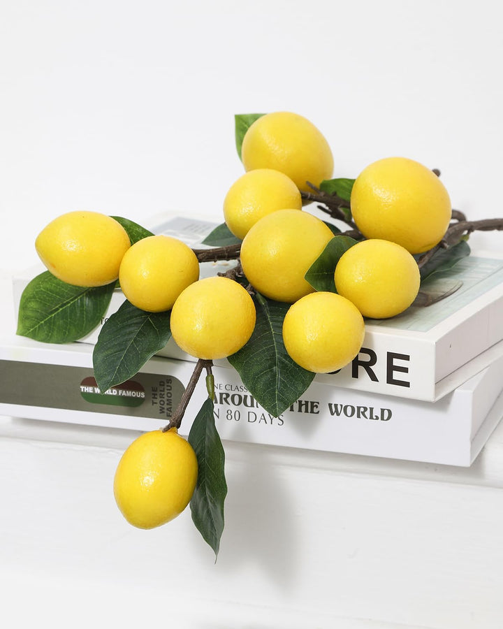 3PCS künstliche Zitronenzweige 5 Lebendige gelbe gefälschte Zitrone Gelbe gefälschte Zitronenzweige