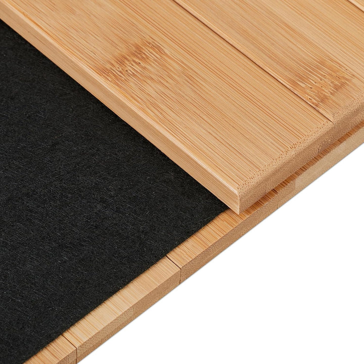 Relaxdays Sofatablett Armlehne, Bambus, HBT: 5,5 x 50 x 33,5 cm, Sofaablage mit Untersetzern, 2 Fäch