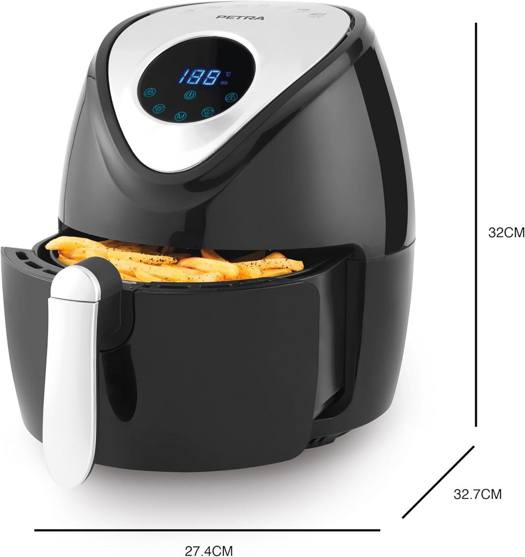 Petra Heissluftfritteuse XXL Airfryer 4,5L Digital, Luftfritteuse mit Timer, Antihaft Kochkorb, 7 Ko