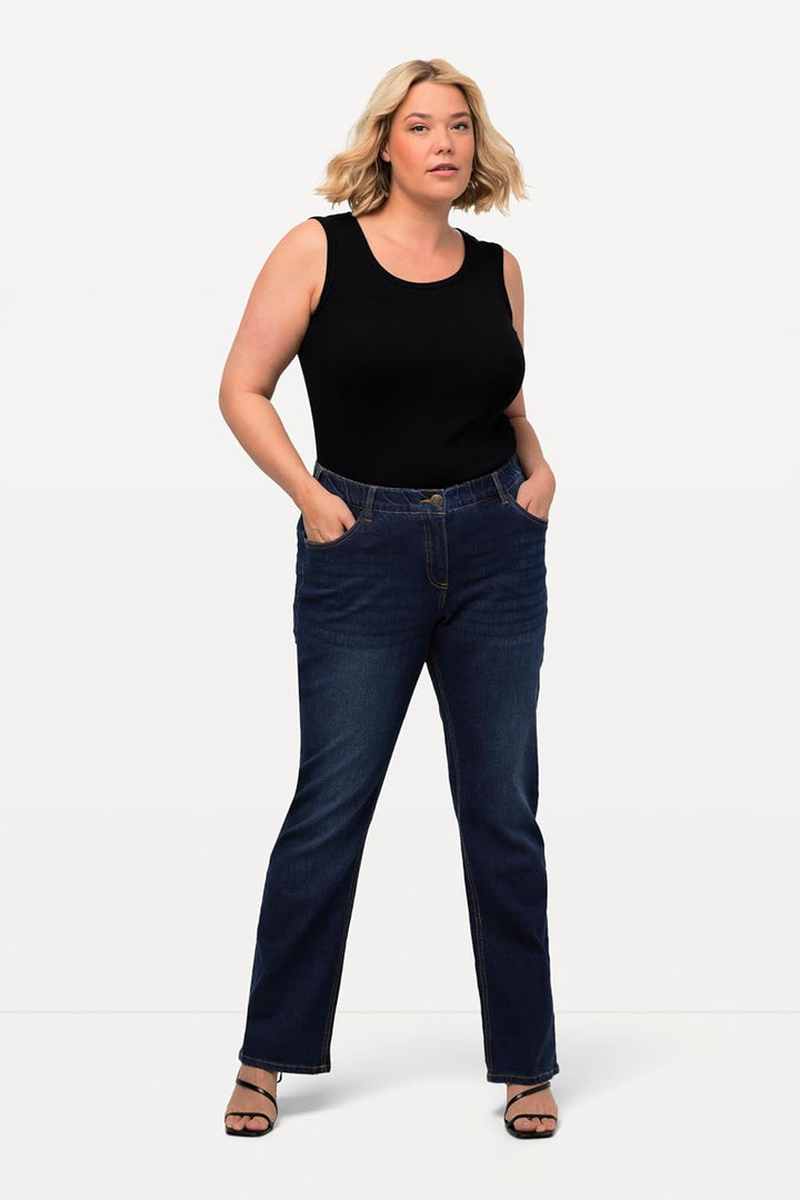 Ulla Popken Damen Hose Bootcut-Jeans 33W / 30L Blue Denim, 33W / 30L Blue Denim