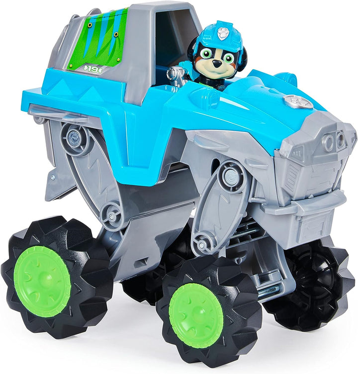 PAW Patrol Dino Rescue Deluxe Fahrzeug von Rex, inklusive Rex-Spielfigur und Überraschungs-Dinosauri