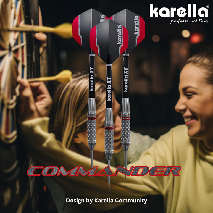 Karella Commander Steeldart und Softdart Silver, 90% Tungsten, 19, 21g, 23g, für klassisches Dartboa