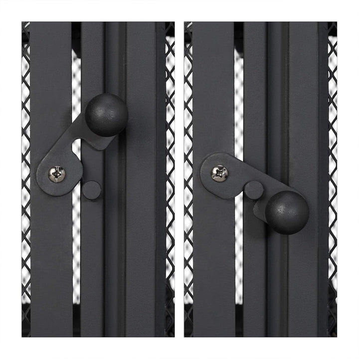 Relaxdays, schwarz Terrassenofen mit Grill, Feuerstelle mit Funkenschutz, Schürhaken, massiv, Stahl,