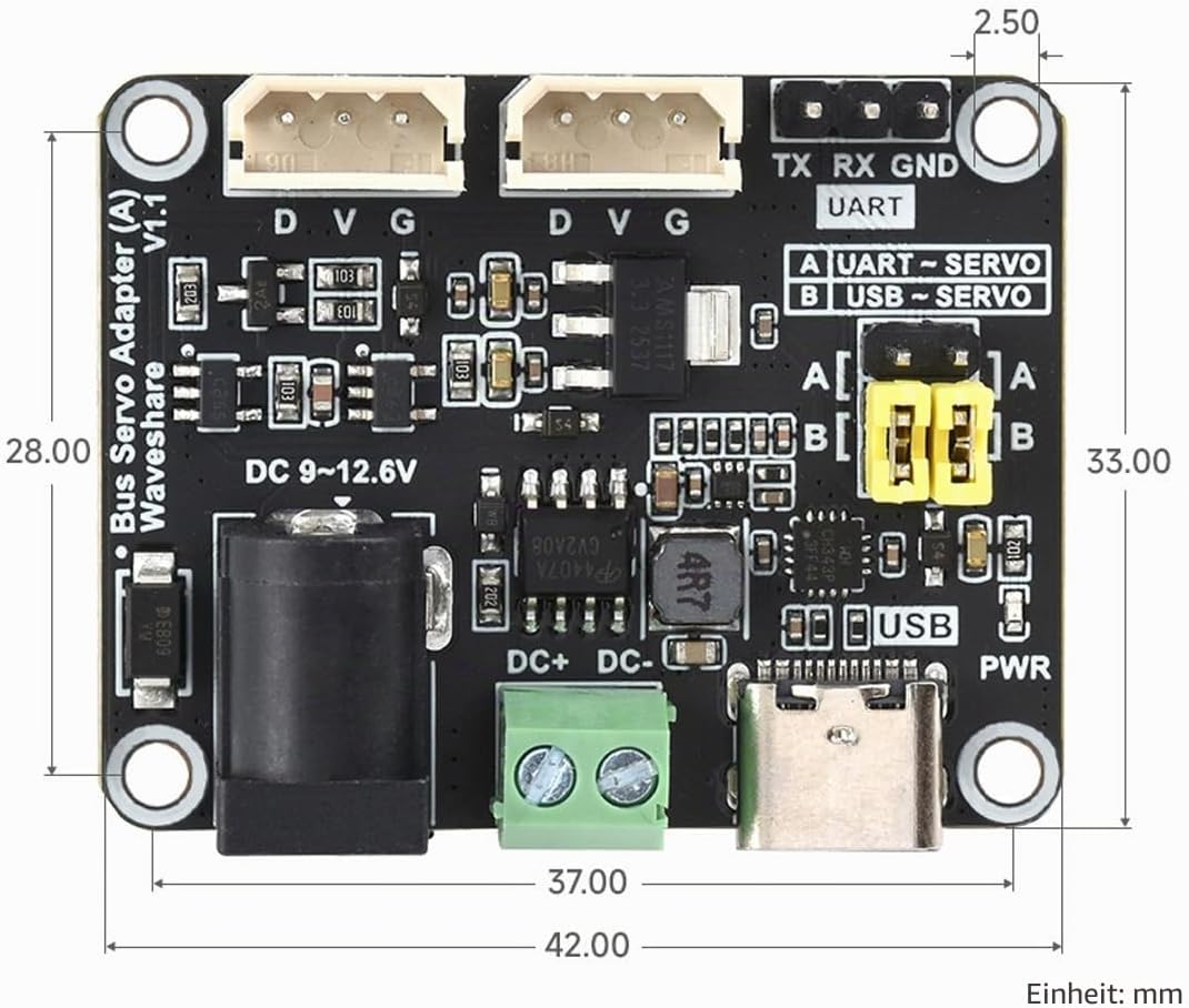 Waveshare 2PCS Serial Bus Servo Driver Board, Integrates Servo Power Supply &amp; Control Circuit, Appli