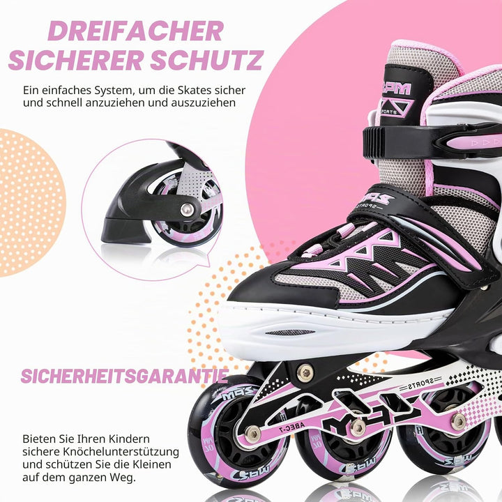 2PM SPORTS Cytia Rosa/Violett grössenverstellbare Inliner Kinder mit leuchtenden LED Rollen, lustige