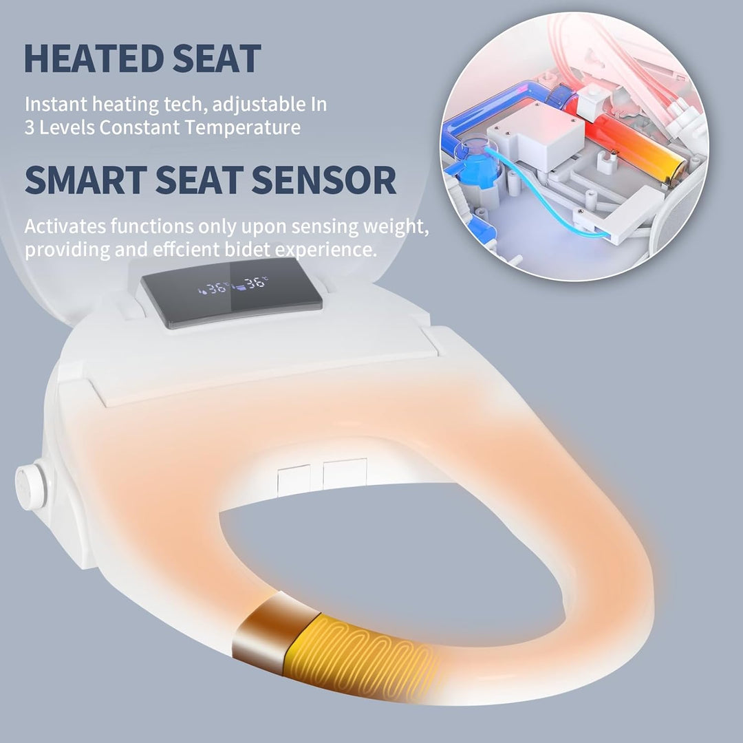 Smart Bidet Beheizter Toilettensitz mit Düse, Toilette Sitz mit Warmwasser & Trockner, Erwärmung, Se