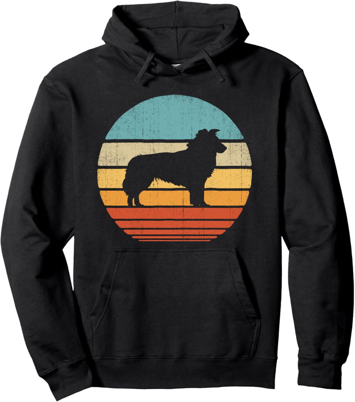 Border Collie Retro Vintage Style 60s 70s Men Women Gifts Pullover Hoodie