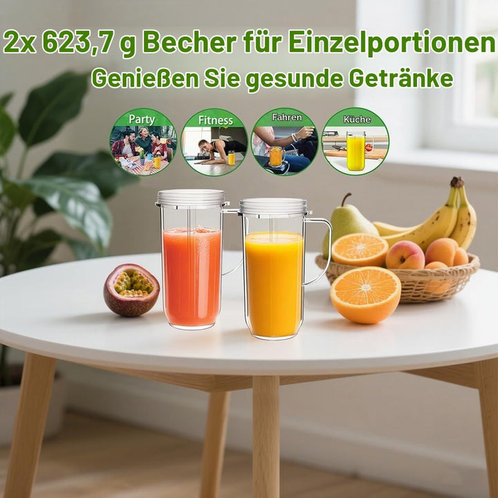 650ml Becher Entsafter Tassen Kompatibel mit Nutribullet Magic Bullet 200W Elektrischer Mixer - 22 U