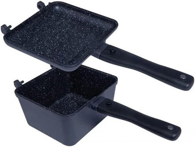 RidgeMonkey Connect Deep Pan & Griddle Granite Edition - Pfanne zum Kochen am Wasser, Kochtopf Stand