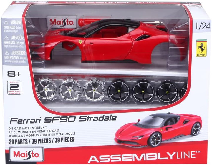 Maisto M39137 Modellbausatz Druckguss Massstab 1:24 Ferrari SF90 STRADALE KIT, Verschiedene Designs