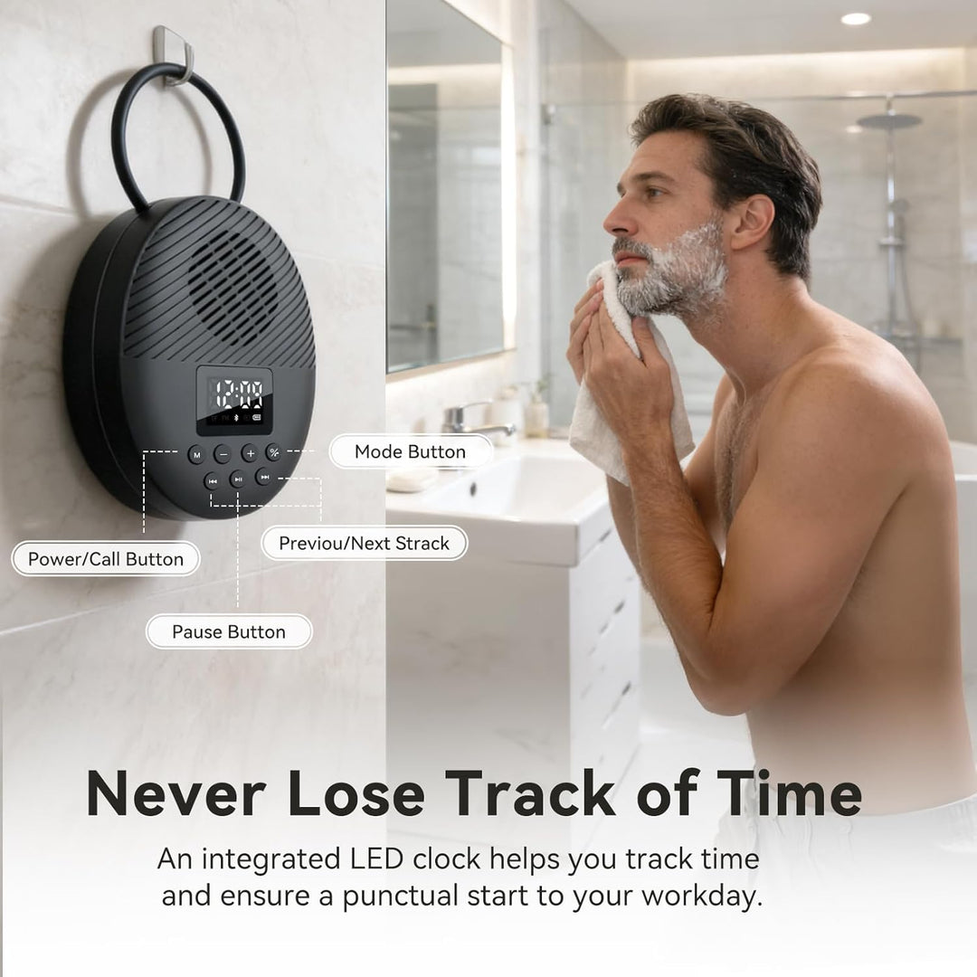 AGPTEK Bluetooth Lautsprecher Tragbare Mini Musikbox Bluetooth 5.4 mit LED Anzeige, FM-Radio & Wecke