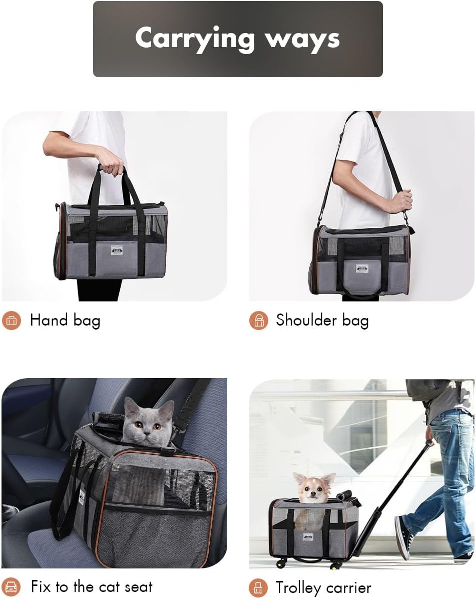 Hunde Transportbox mit Rollen, Katzen Wagen für Transport, transporttasche Hund klein für Auto, Katz
