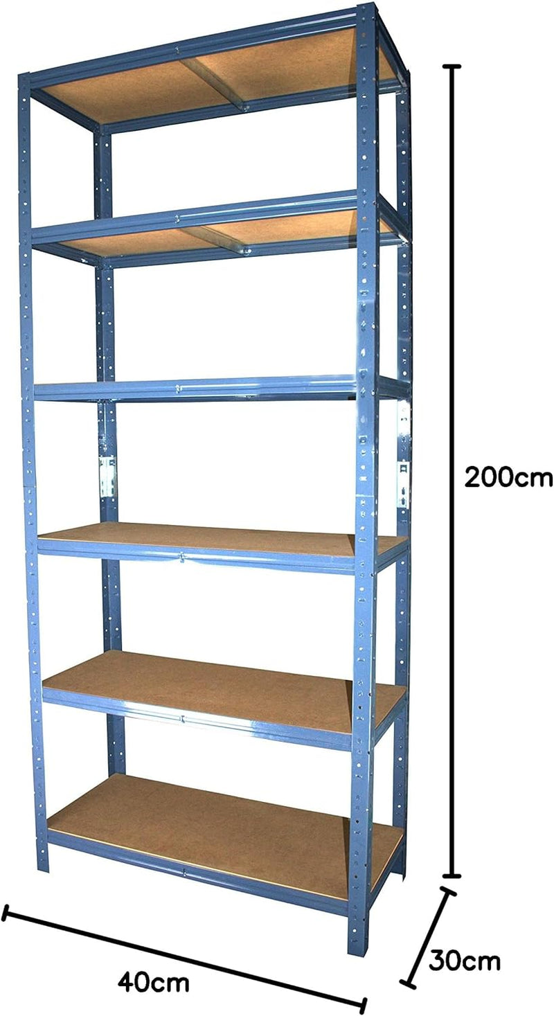 shelfplaza® 200x40x30cm Home Schwerlastregal blau/Metallregal mit 6 Böden/Kellerregal Metall, Garage