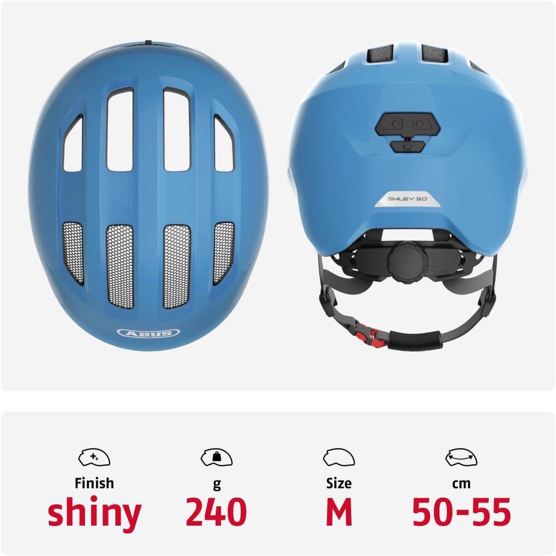 ABUS Kinderhelm Smiley 3.0 - Fahrradhelm mit tiefer Passform, kindergerechten Designs & Platz für ei