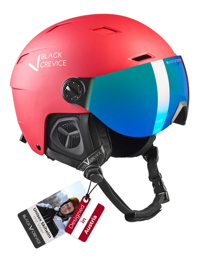 Black Crevice Skihelm mit Visier Kirchberg I Atmungsaktiver Skihelm Herren & Damen mit Lüftungsöffnu