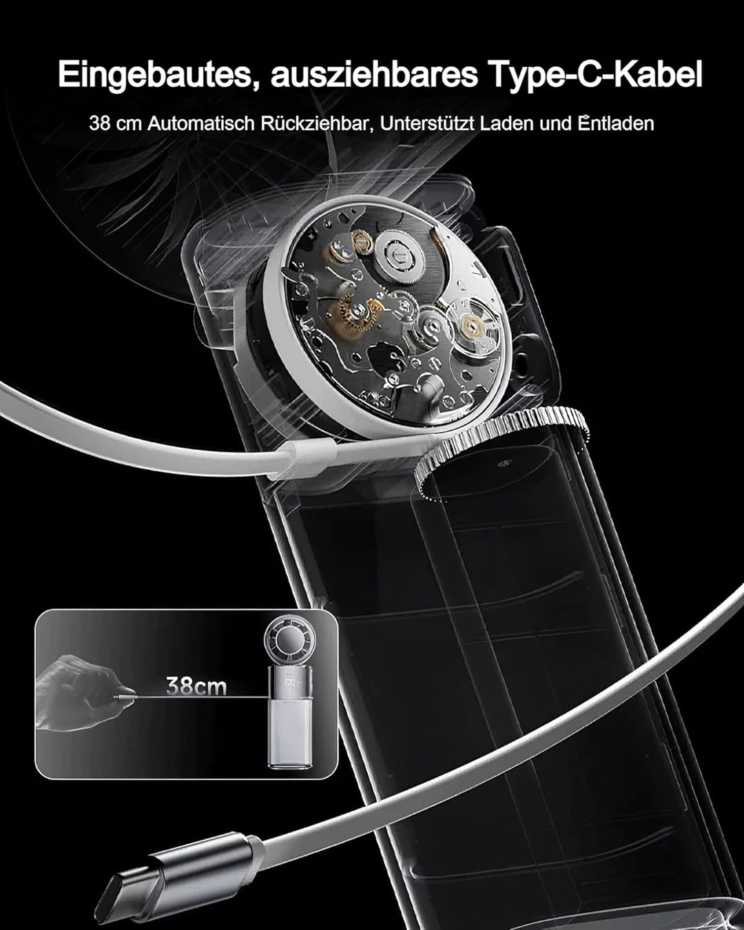 Tragbarer Handventilator mit Turbo-Lüfter und Eiskühlung, 9000mAh handventilator akku aufladbar, 100