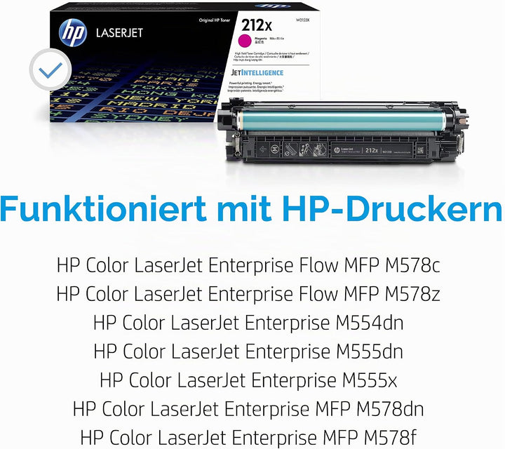 HP 212X (W2123X) Magenta Original Toner mit hoher Reichweite für HP Color LaserJet Enterprise M554,