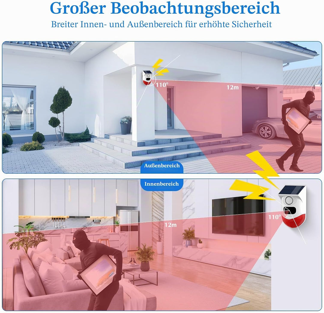 Yasorn Smart Bewegungsmelder Alarm, Bewegungssensor mit Fernbedienung, 120 dB Infrarot Sensor Reichw