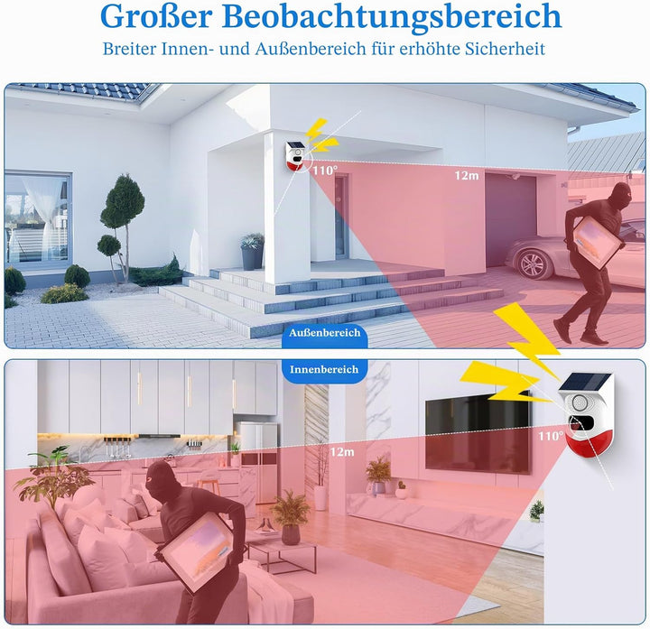 Yasorn Smart Bewegungsmelder Alarm, Bewegungssensor mit Fernbedienung, 120 dB Infrarot Sensor Reichw