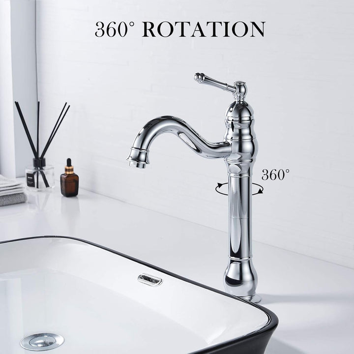 Namuoto Wasserhahn Bad Hoch 360° Drehbar Hoch Waschtischarmatur, Einzelgriff WasserhäHne Bad Waschti