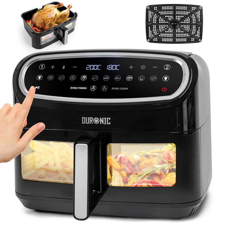Duronic AF14 BK Heissluftfritteuse, XXL Heissluftfriteuse mit 10 Liter für Pommes, Friteuse HLF 10L