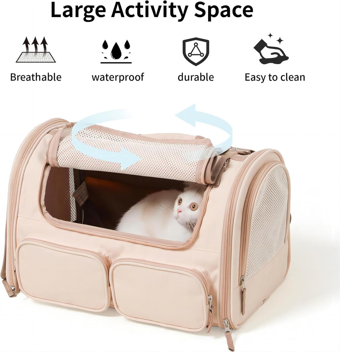FUKUMARU Transportbox Katze, Faltbare Katzentransportbox, Transportbox Hund mit, Transportbox für Ka