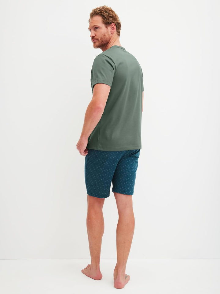 CALIDA Relax Imprint Kurz-Pyjama Herren, aus 100% Baumwolle, pflegeleicht, elastisch und formstabil,