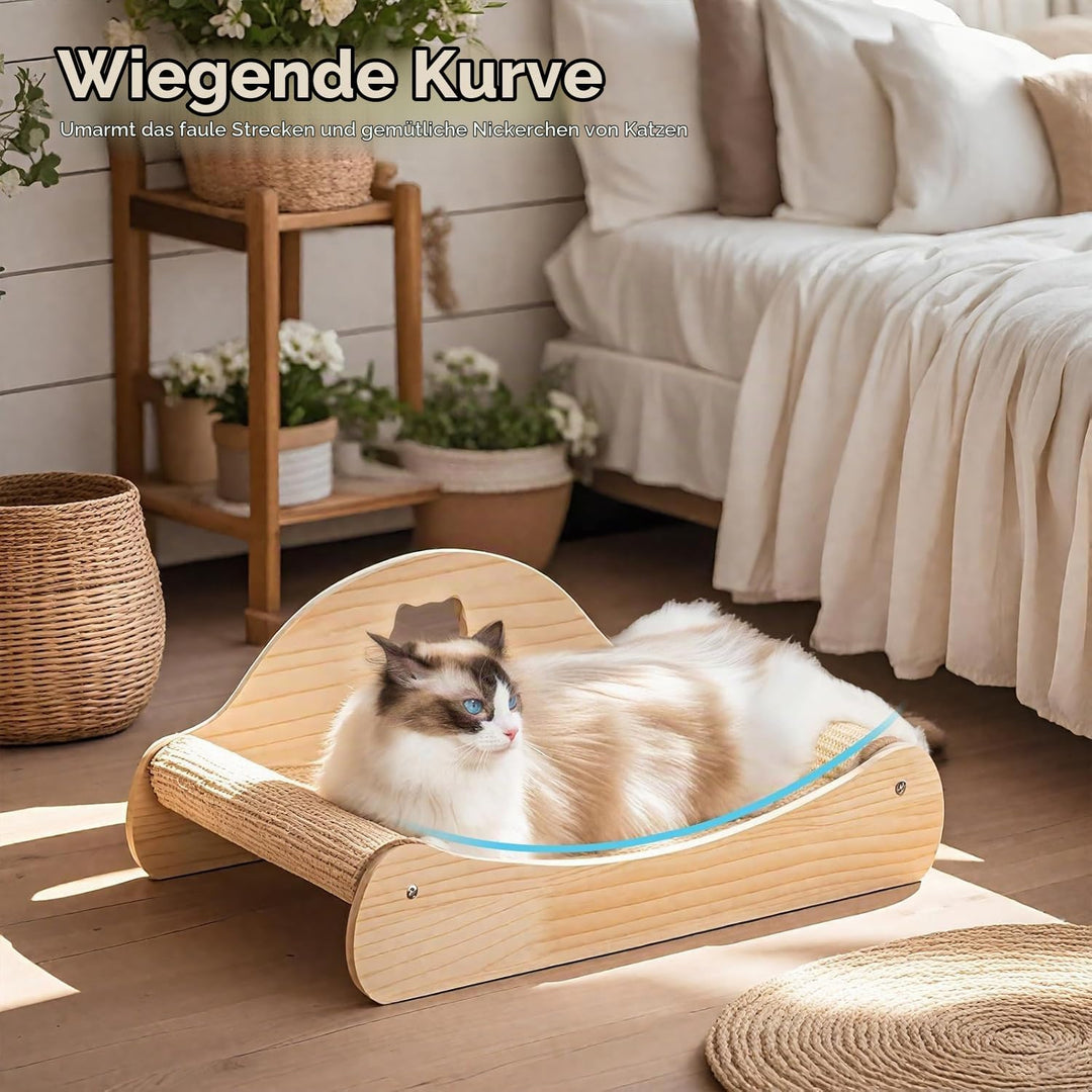 Kratzbrett Sisal, Katzen Kratzbrett, Kratzmöbel Katze, Bequeme Kratzpads aus Hochwertiger Holz und S