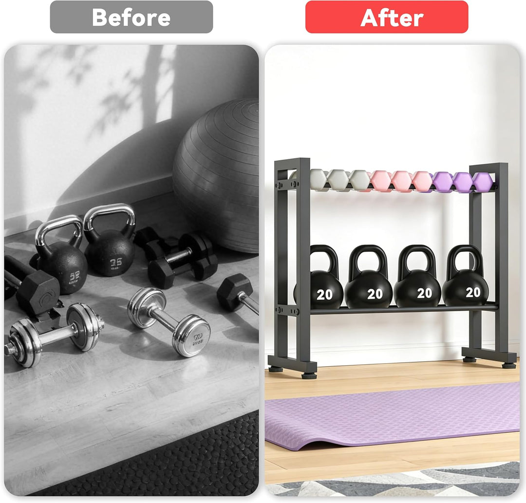 Verstellbarer 2-stufiger Hantelständer, 120kg Tragfähigkeit, Kompakter Heimfitness-Organizer für Han