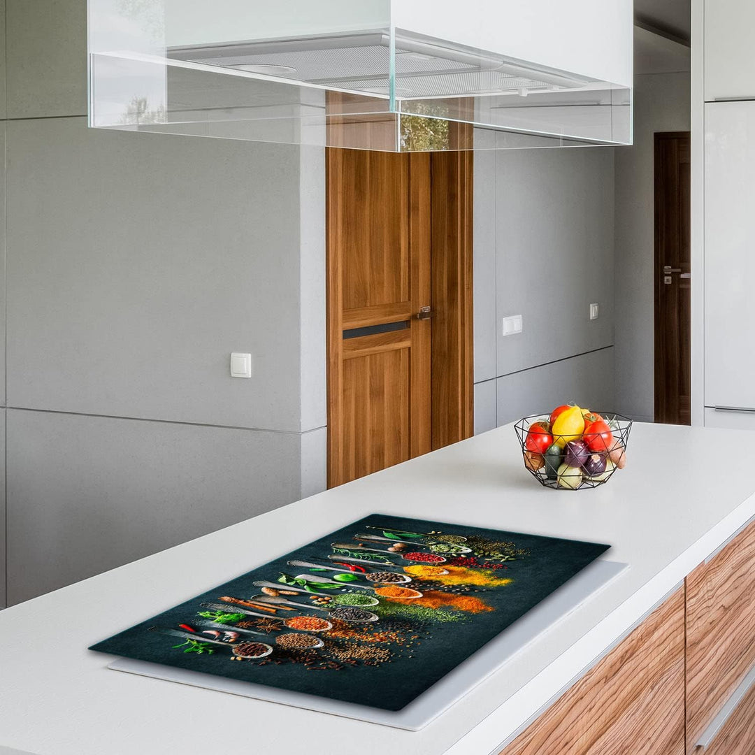 TMK | Herdabdeckplatte 80x52 Einteilig Glas Elektroherd Induktion Herdschutz Spritzschutz Glasplatte