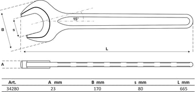 BGS 34280 | Einmaulschlüssel | SW 80 mm Schlüsselweite: 80 mm, Schlüsselweite: 80 mm