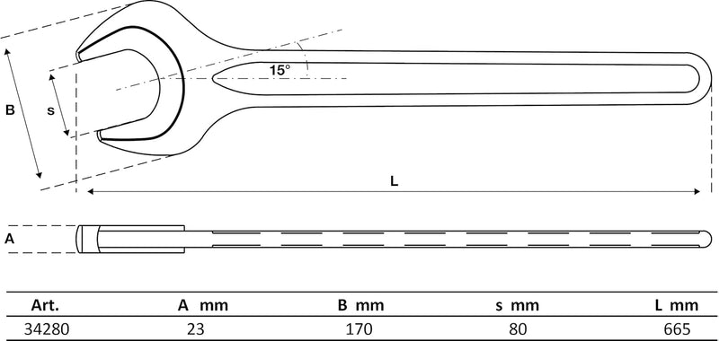 BGS 34280 | Einmaulschlüssel | SW 80 mm Schlüsselweite: 80 mm, Schlüsselweite: 80 mm