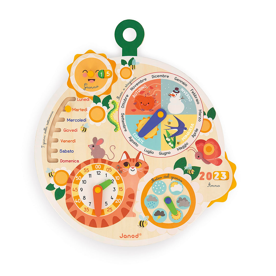 Janod Zeitrad Holz-Lernkalender für Kinder-Lernspiel-Holzspielzeug aus FSC-Ab 3 Jahren, J09624, Mehr