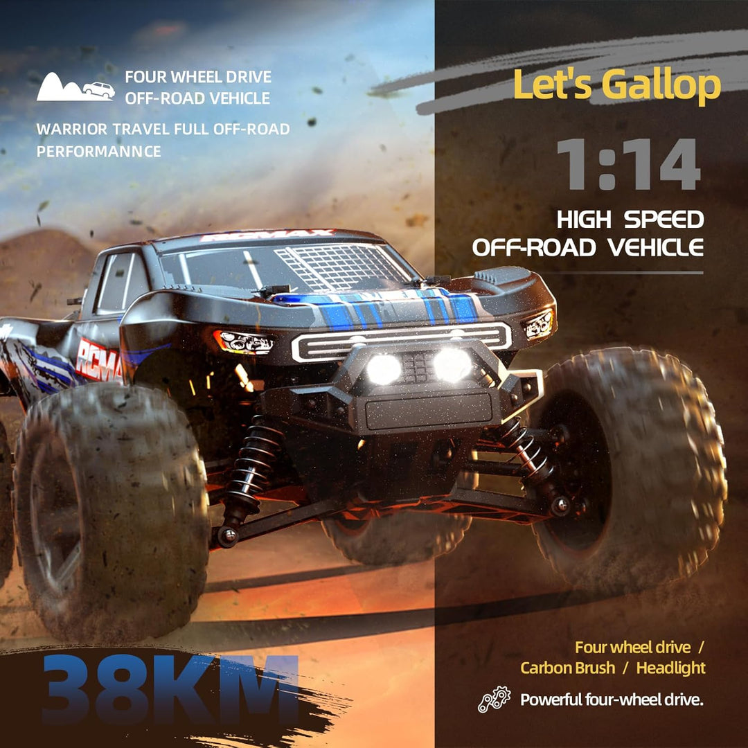 dexinco 1/14 Ferngesteuertes Auto, RC Auto,38 km/h Hochgeschwindigkeits, Wasserdichter 4x4 RC Monste