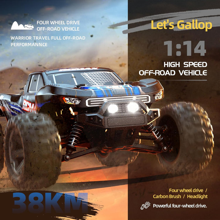 dexinco 1/14 Ferngesteuertes Auto, RC Auto,38 km/h Hochgeschwindigkeits, Wasserdichter 4x4 RC Monste