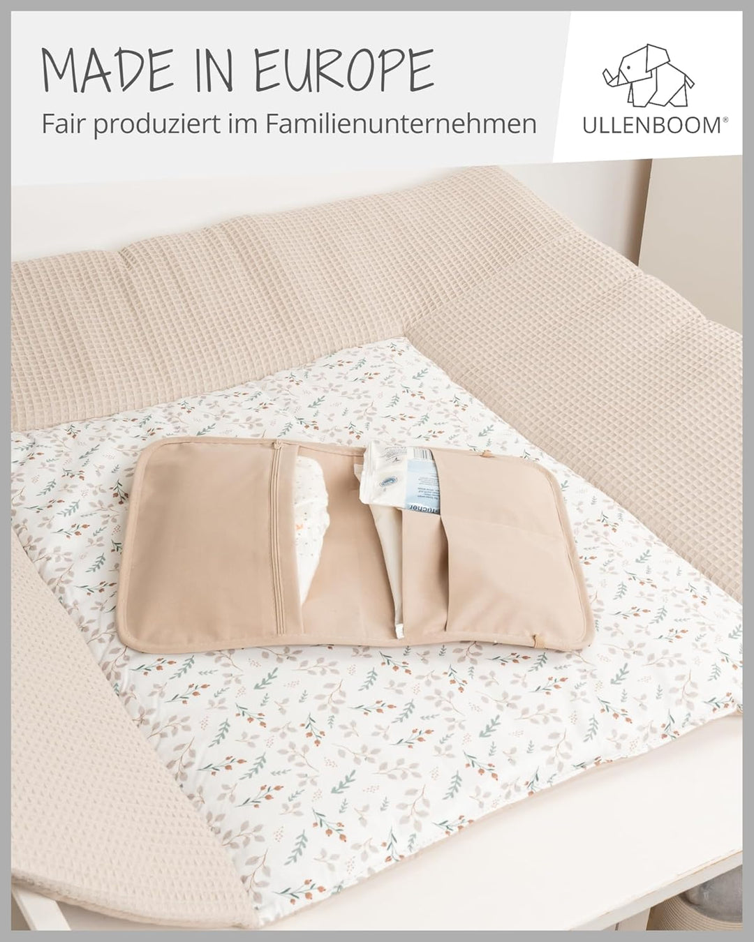 ULLENBOOM ® Windeltasche für unterwegs, Sand, Made in EU - Wickeltasche für bis zu 3 Windeln, Feucht