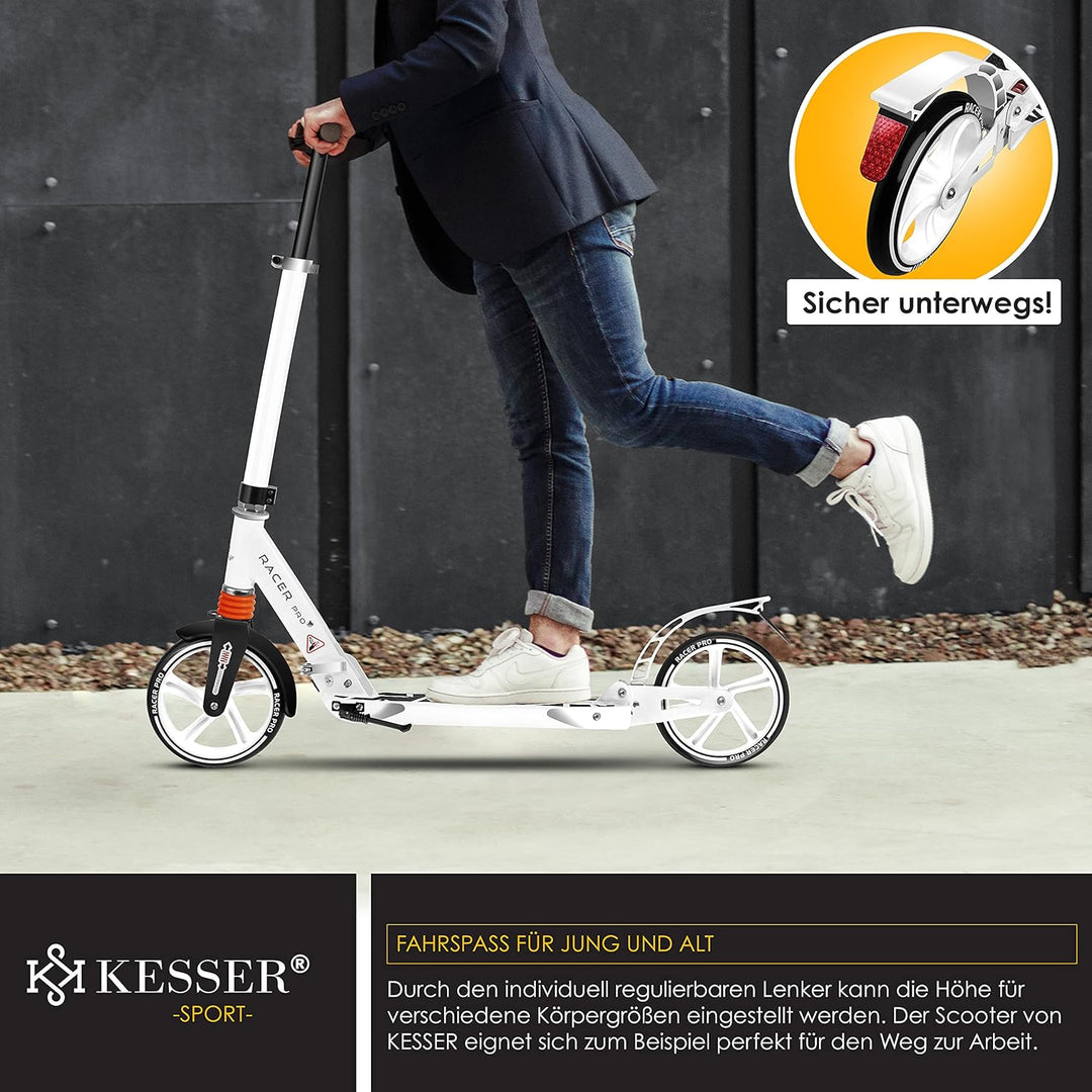 KESSER® Cityroller Scooter 205mm Räder PU Big Wheel - Pro-S Tretroller mit Doppel Federung, City-Rol