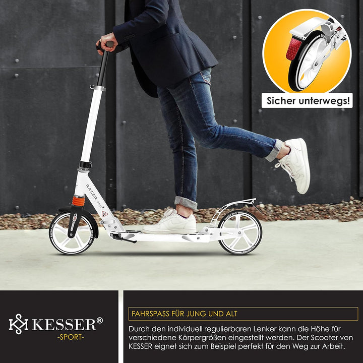 KESSER® Cityroller Scooter 205mm Räder PU Big Wheel - Pro-S Tretroller mit Doppel Federung, City-Rol