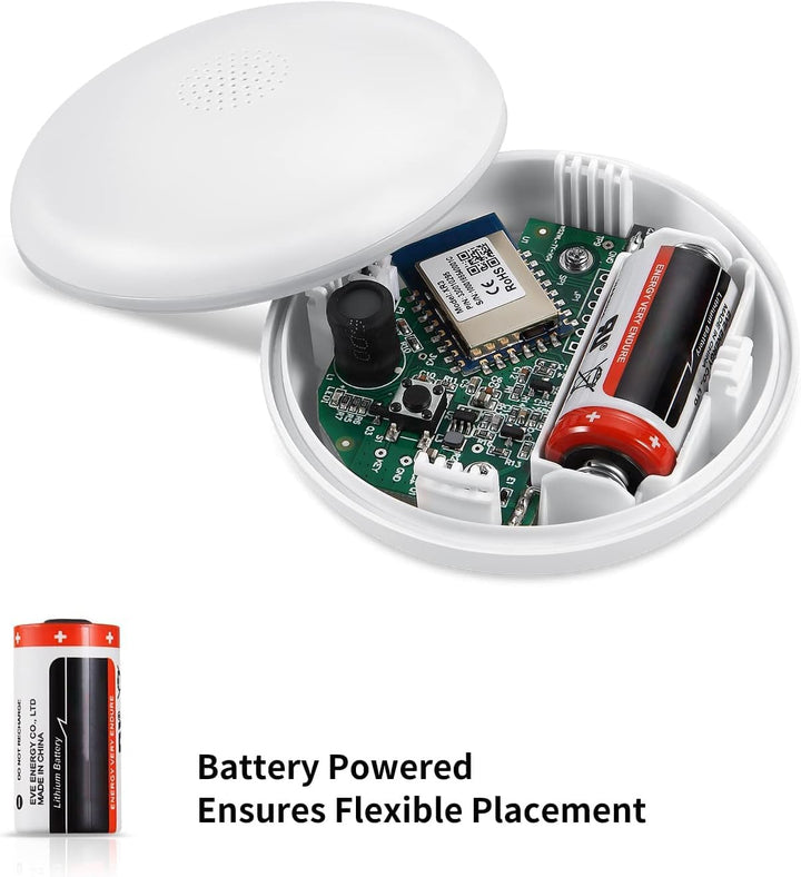 HEIMAN Wi-Fi Wasseralarm,WLAN Wassermelder mit Batterie,Smart Wassersensor,75 dB WiFi-2.4Ghz für Küc