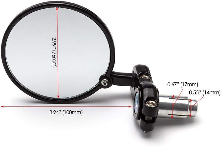 Motorrad Lenkerende Spiegel Schwarz Aluminium für 22mm (7/8 ") Lenker - Hochwertig